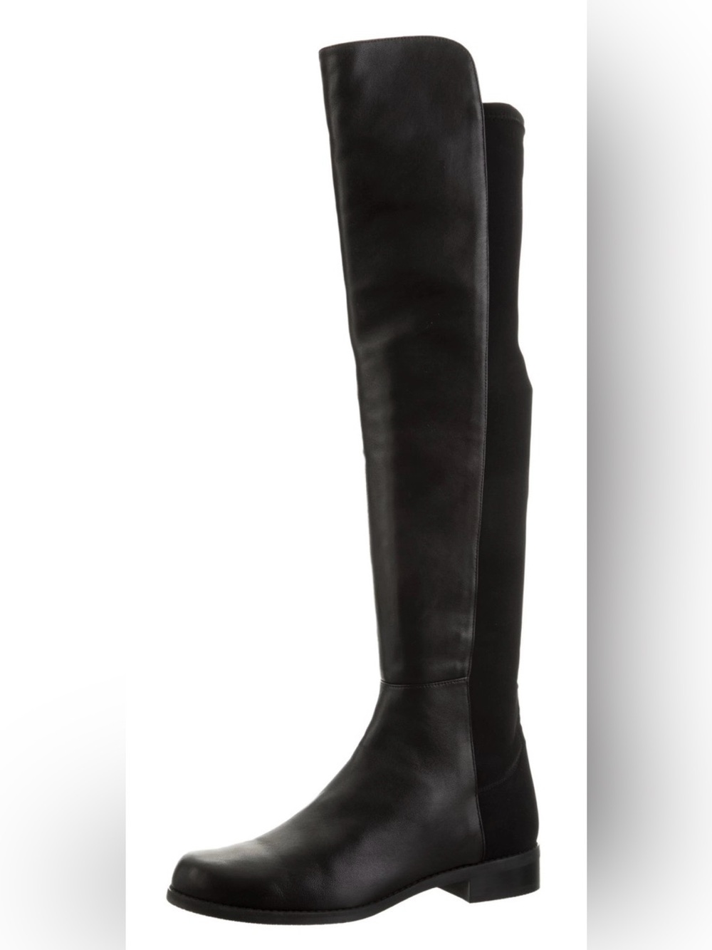 Stuart Weitzman 5050 Black Leather Stretch Knee High Boots Preppy Equestrian 8.5